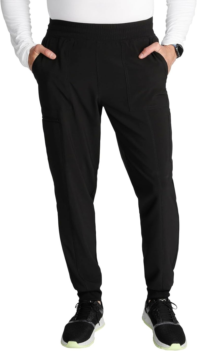 Cherokee Men's Pull-on Jogger with 5 Pockets, Elastic Waistband, Front Leg Seams and Rib-Knit Cuffs - CK224AS, S Short, Black - Image 1